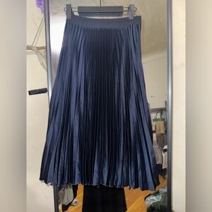 H&M Dark Blue A-Line Pleated Skirt